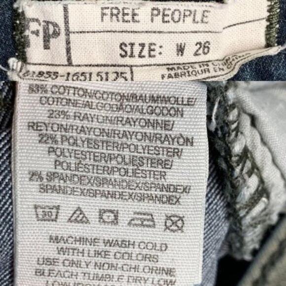 Free People Skinny Cropped Ankle Jeans size 26 Stonewash Treated Denim Y2K - Picture 11 of 13